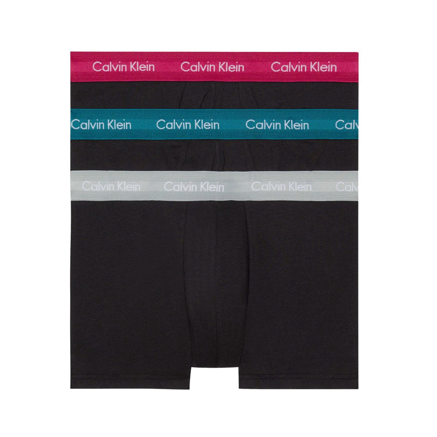 Calvin Klein Low Rise Trunk 3PK Cotton Stretch - Erkek B- Gry Htr/Chesapeake Bay/Jwl Wbs