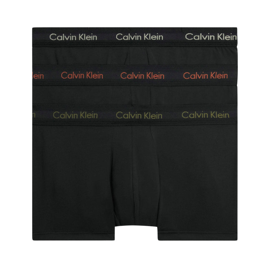 Calvin Klein Low Rise Trunk 3PK Cotton Stretch - Erkek B- Eclyps/Mcca Ornge/Olv Brnch Lg