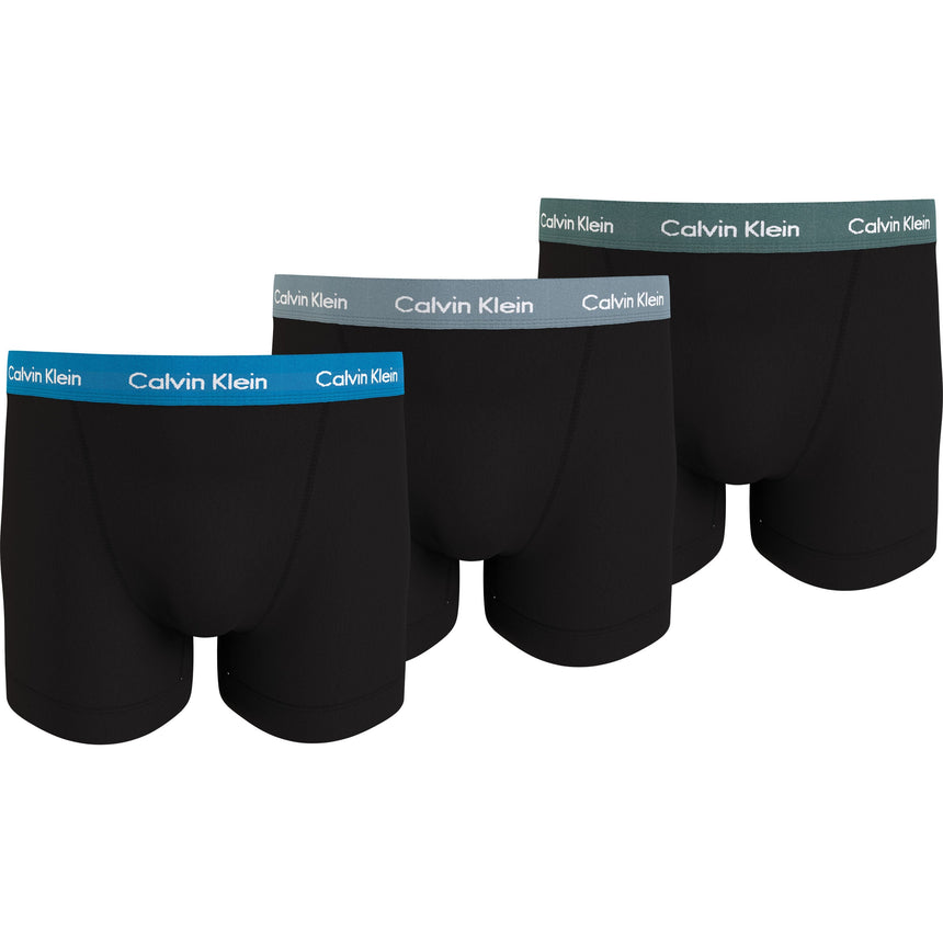 Calvin Klein Trunk 3PK Cotton Stretch - Erkek Black Vivid Blue/Arona/Sageb Green