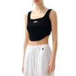 Knitology Crooked Knit Crop Top Black