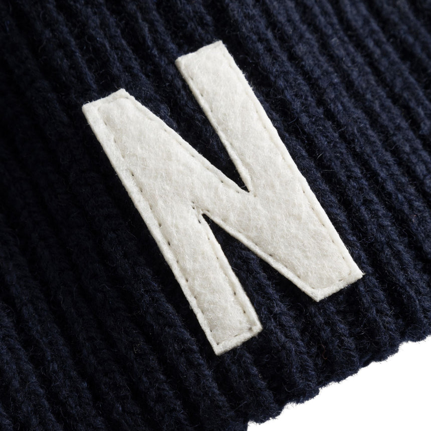 Merino Lambswool Rib N Logo Beanie