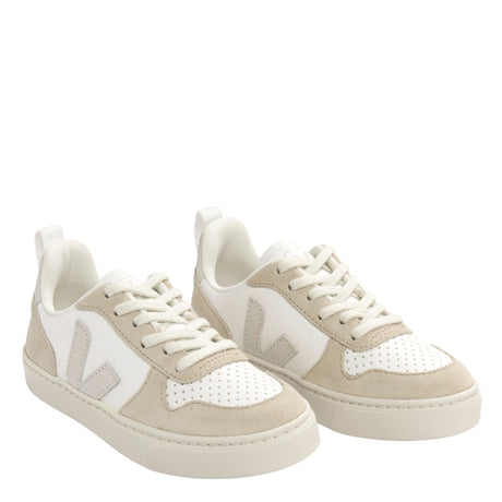 VEJA Small V-10 Laces Chromefree Leather Çocuk Sneaker Extra White/Naturel Almond