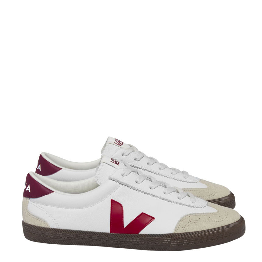 VEJA Volley Organic Traced Leather Erkek Sneaker White/Pekin/Bark