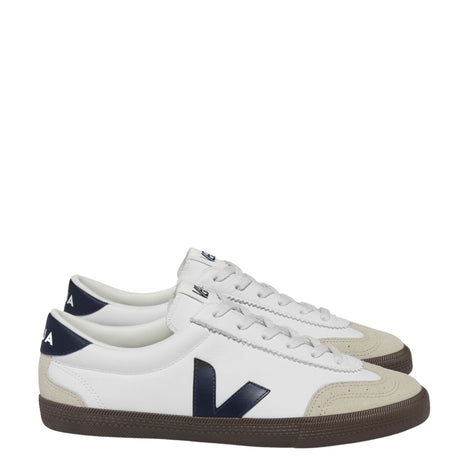 VEJA Volley Organic Traced Leather Erkek Sneaker White/Nautico/Bark